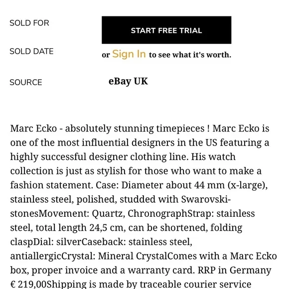 Marc Ecko Mens Stainless Steel Watch w/ Copper Rhino & Swarovski Crystals inlay